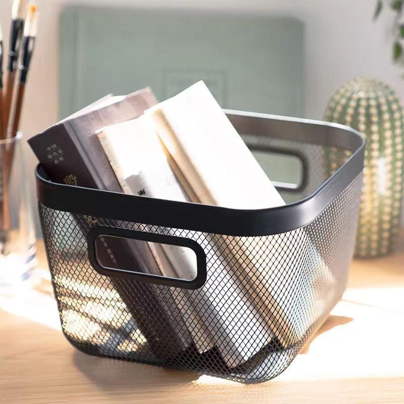 AJIODA Metal Mesh Steel Baskets, Household Wire Storage Organizer Bin Garden Harvest Basket Multi-functional Fruit Baskets with Handles for Kitchen Bathroom Picnic Shopping Decor Cabinet Home, Black - Image 3
